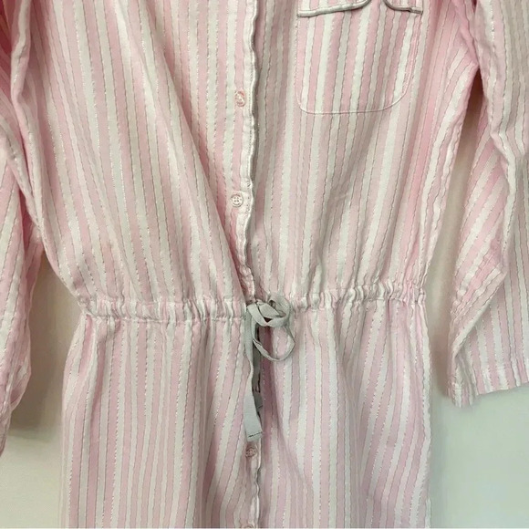 Victoria's Secret Shirt Dress Nightgown Pajama Size Small Pink White Silver - Picture 10 of 13